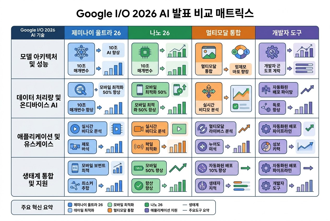 구글 IO 2026 발표 비교 인포그래픽, 모델과 도구와 가격 핵심 정리