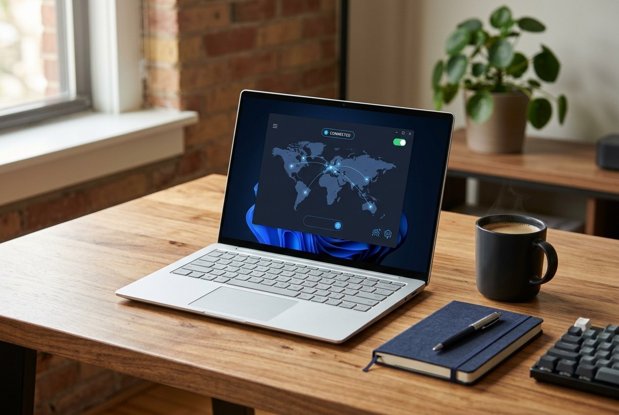 컴퓨터 VPN 앱으로 서버에 연결한 윈도우 노트북 화면